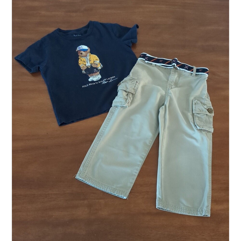Ralph Lauren toddler boys cargo pants & Polo Ralph Lauren Bear Navy top size24M